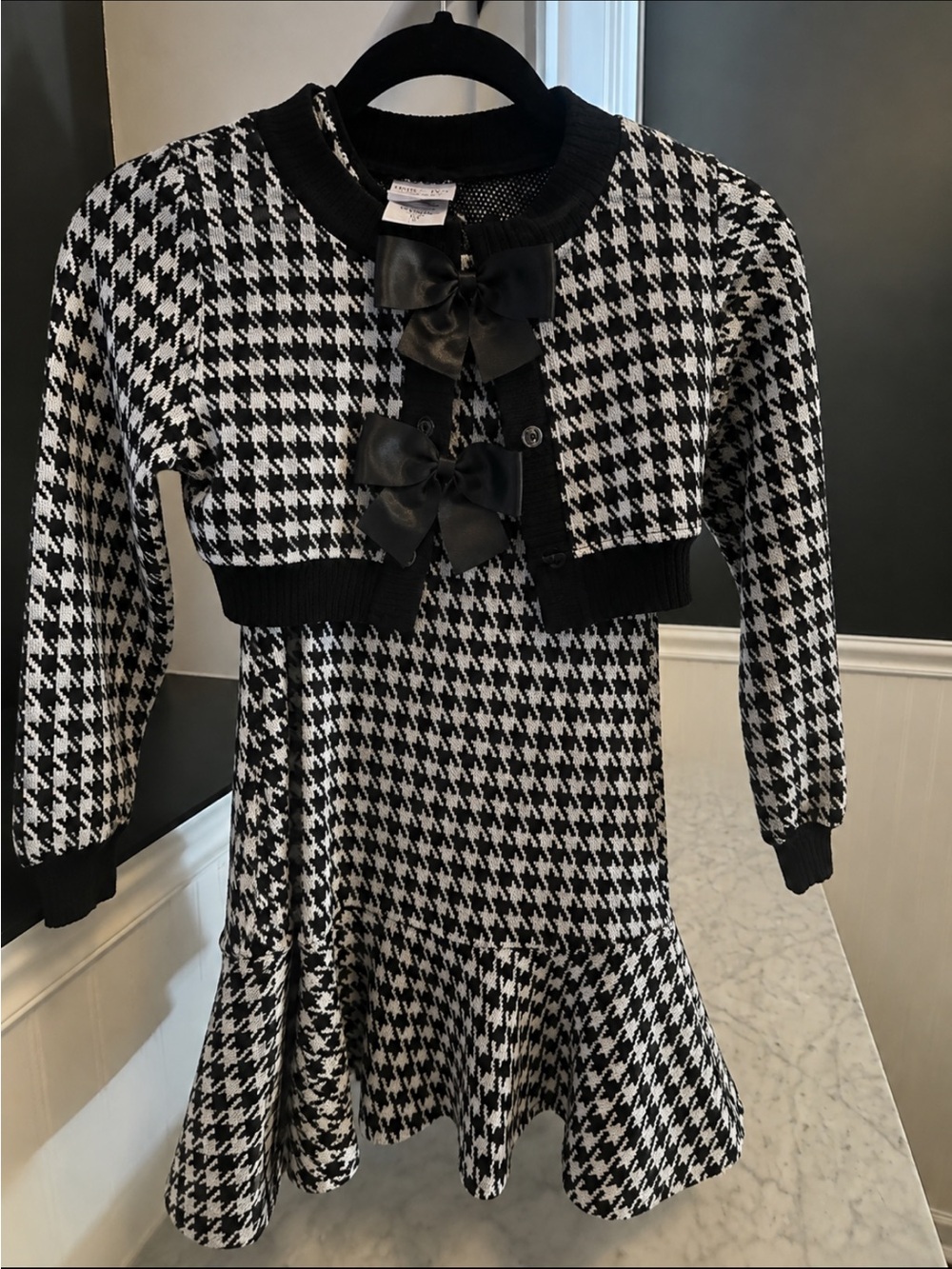 Iris & Ivy Girls Size 8 Houndstooth Dress & Cardigan Set